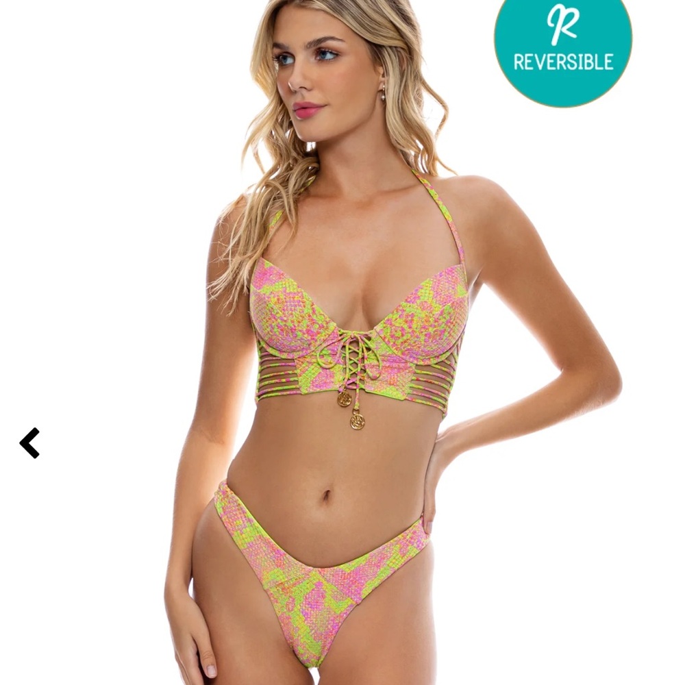π LULI FAMA - SUPER SEXY CORSET STYLE TOP π Snake Skin Patterned Bikini Top - Picture 2 of 10